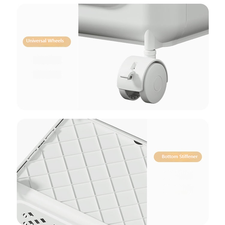 Zenlyf Foldable Laundry Basket Plastic with Wheels | Multipurpose Collapsible Clothing Basket for Storage | Laundry Organiser for Clothes, Bathroom & Toys (White)