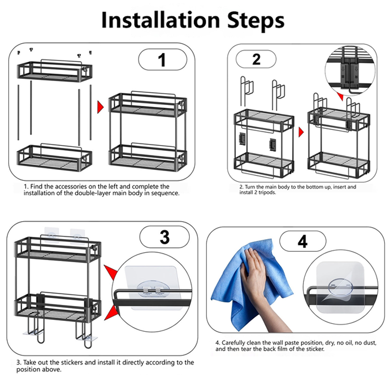 Zenlyf Bathroom Shelves & Accessories, No Drill Wall Rack