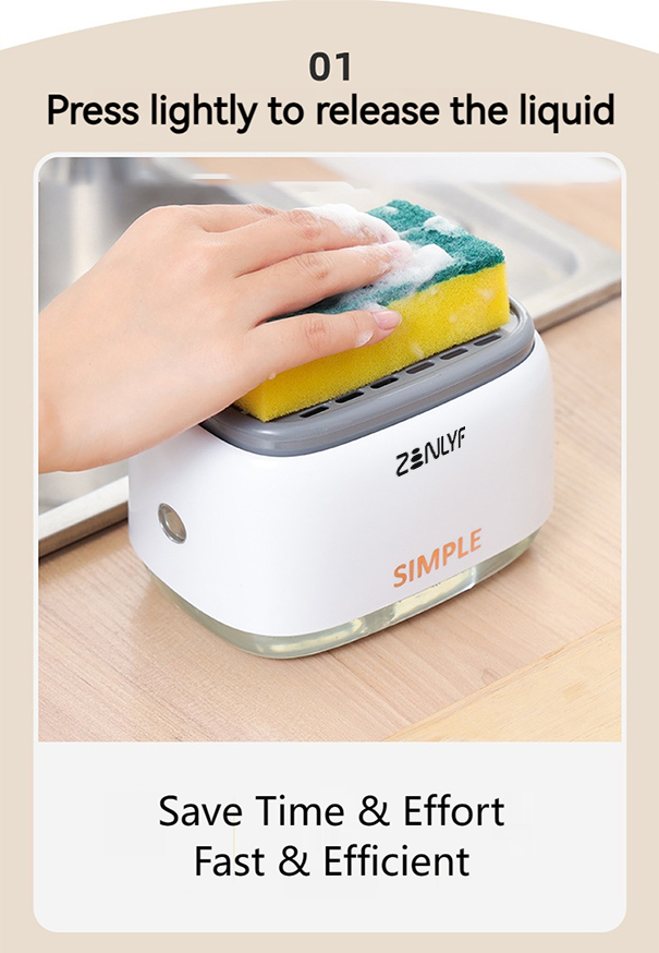 Zenlyf Premium Dishwashing Liquid Dispenser with Sponge Holder for Kitchen Sink