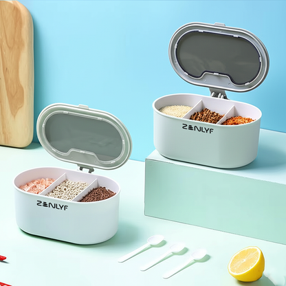 Zenlyf Triple Compartment Plastic Spice Box