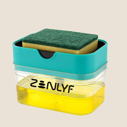 Zenlyf 2 in 1 Soap Dispenser for Kitchen Sink with Sponge Holder - Efficient Dish Wash Dispenser and Kitchen Soap Dispenser for Easy Dishwashing