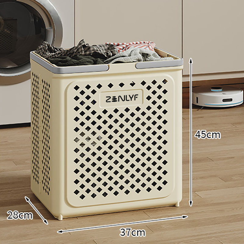 Zenlyf Foldable Laundry Basket Plastic with Wheels | Multipurpose Collapsible Clothing Basket for Storage | Laundry Organiser for Clothes, Bathroom & Toys (White)