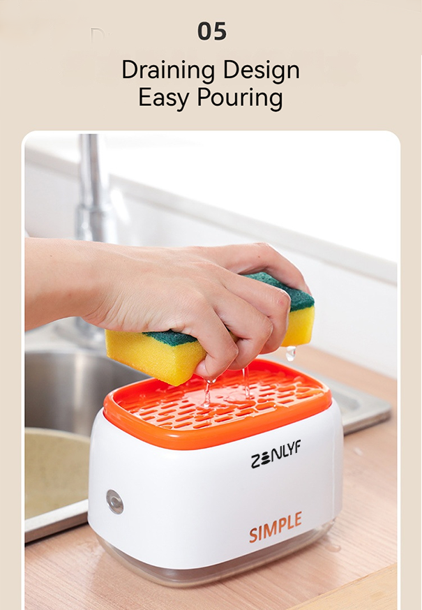 Zenlyf Premium Dishwashing Liquid Dispenser with Sponge Holder for Kitchen Sink