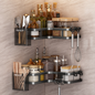 Zenlyf No Drill Wall Mounted Kitchen Organizer| 2-Tier Carbon Steel Rack For Spice Jars, Vanity & Storage Accessories