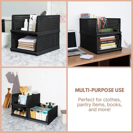 Zenlyf Foldable and Stackable Organizer For Cupboard Almirah Space For Clothes,Toys, Kitchen Essentials/Batrhroom Essentials and Office Stationaries (4)