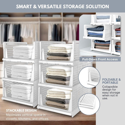 Zenlyf Stackable Wardrobe Organizer for Storage - Foldable Cupboard Cloth Organizer with Adjustable Sliding Drawer, Storage Box and Organiser for Efficient Wardrobe Space Management (2)