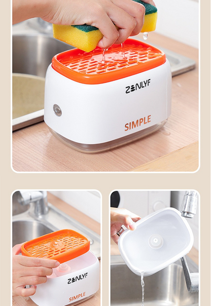 Zenlyf Premium Dishwashing Liquid Dispenser with Sponge Holder for Kitchen Sink